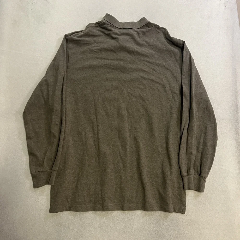 VTG Polo Ralph Lauren Men's Size 2XL Long Sleeve Polo Shirt Olive Green Cotton